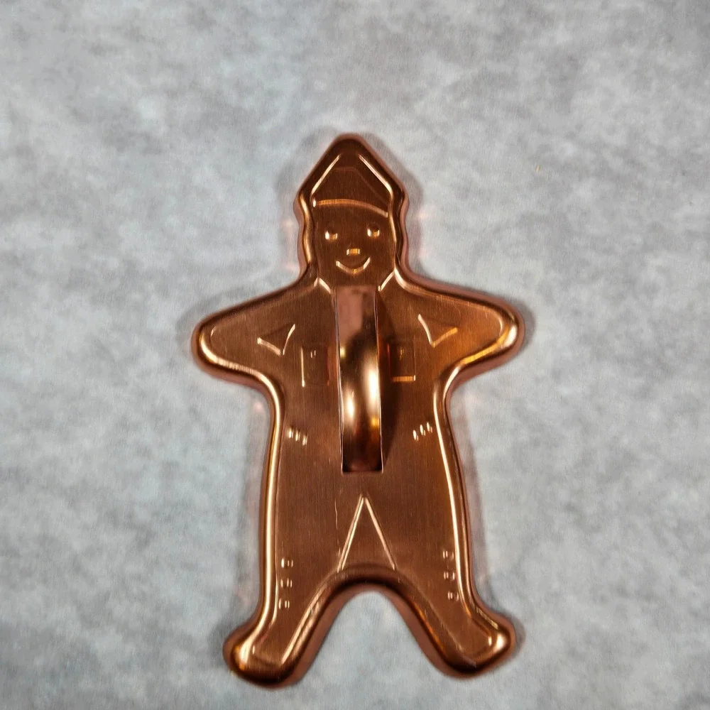 Vintage Aluminum Cookie Cutter Christmas Gingerbread‎ Man Gold Large 6